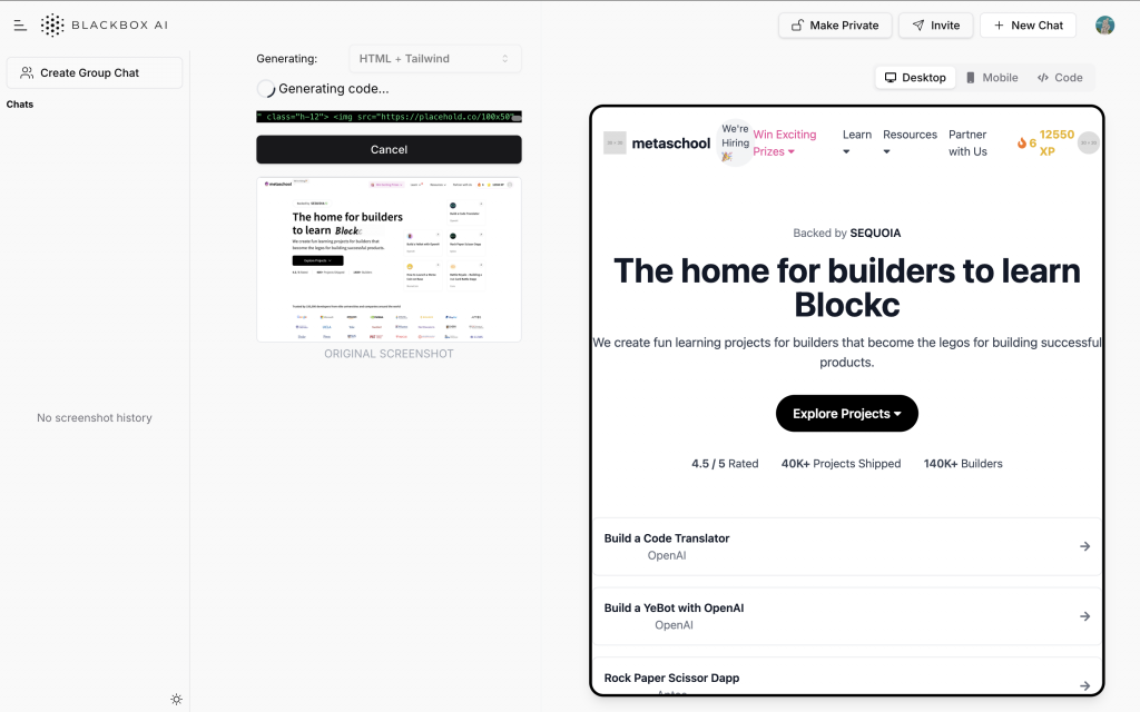 Blackbox AI Image to Code